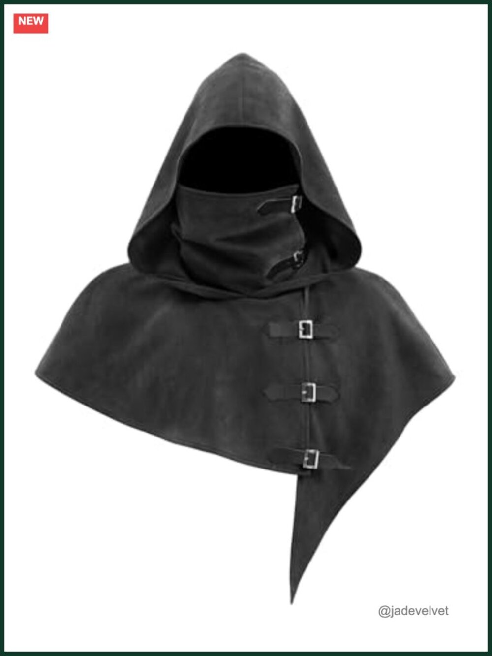 Medieval Cowl Hood with Buckles Renaissance Hooded Cape Hat Costume Accessory